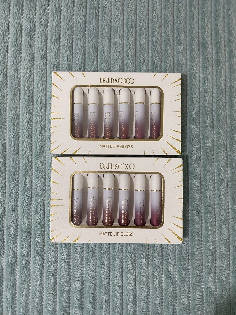 KEVIN&COCO Lip Sets (Category: Makeup) located in Manila. Submitted by deeen14 (Listing ID 1460199385, Image 2). Description: - Set of KEVIN&COCO mini matte lip glosses. - Comes in a variety of colors per box. - All items are sealed and unused. - Ideal for gifting or personal use to try different shades. -Take all for 1200.