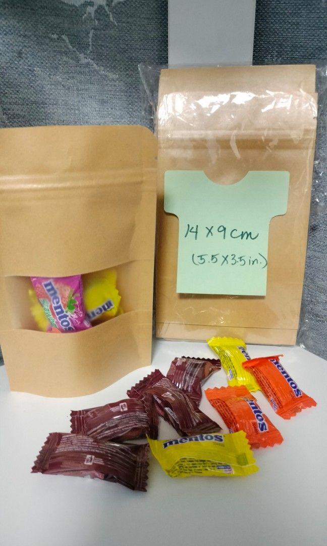 Kraft standup pouch - take all (100pcs) (Category: Food Organization & Storage) located in Cavite. Submitted by purple_box (Listing ID 1460190915, Image 3). Description: - white standup pouch 20 x 12 cm (8 x 4.5 inches) - 40pcs - brown standup pouch : 14 x 9 cm (5.5 x 3.5 inches) 60pcs - Both bags are resealable and with windows - Ideal for storing snacks, small items, or craft supplies - RFS: excess inventory.