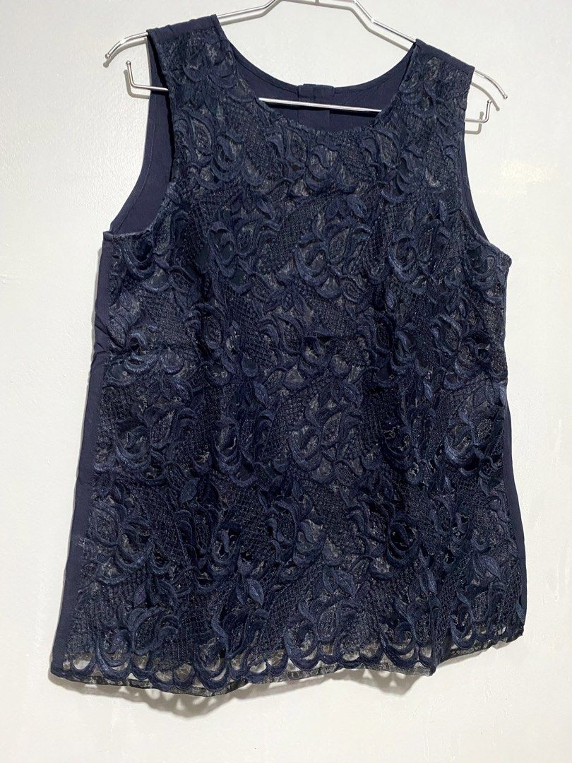 Lace sleeveless top (Category: Sleeveless) located in Mandaluyong City. Submitted by aiztyle (Listing ID 1460140447, Image 2). Description: Lace sleeveless top Best fit Medium Measurement: Bust 36” Length 23” SALE Php150.00 only.