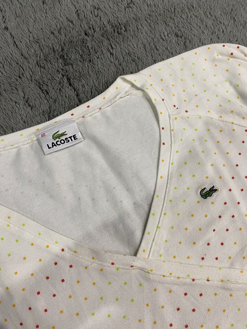 Lacoste sleveless polka (Category: Sleeveless) located in Leganes. Submitted by wisehandpick (Listing ID 1460140184, Image 2). Description: LACOSTE TOPS (Authentic) Like new condition, no issue Complete Dimension 18-19 width 19 length Direct message please.