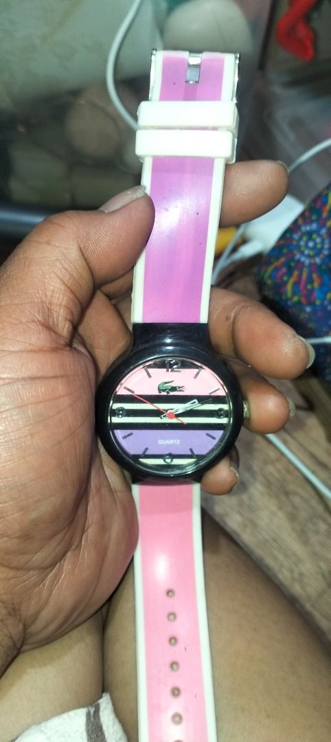 Lacoste Watch White Strap (Category: Women's Watches) located in Paranaque City. Submitted by roanlerin (Listing ID 1460288115, Image 1). Description: - White strap Lacoste watch - Stainless steel back - Water resistant 30m - Minor signs of wear on strap and buckle - Perfect for everyday wear.