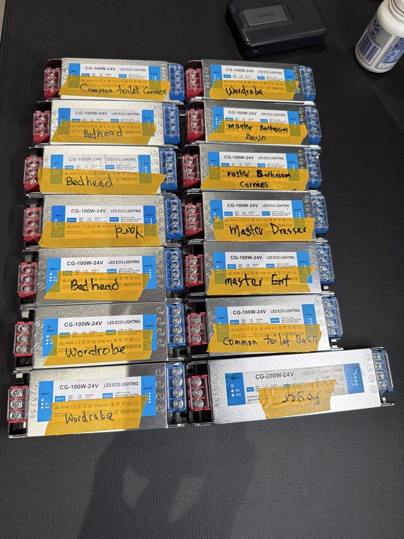 LED drivers (Category: Lighting) located in Singapore. Submitted by mightyboo (Listing ID 1460200513, Image 2). Description: Selling as a lot (take all) 13 pieces of CG-100W-24V 1 piece of CG-200W-24V All tested working good condition removed from brand new unit. Collect at my area. .