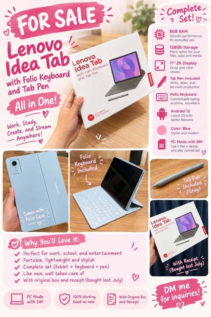 Lenovo Idea Tab (Category: Laptops & Notebooks) located in Manila. Submitted by nejnej_20 (Listing ID 1460180363, Image 1). Description: Bought last July. Hindi masyadong nagamit. With Keyboard and Pen. Price negotiable. .