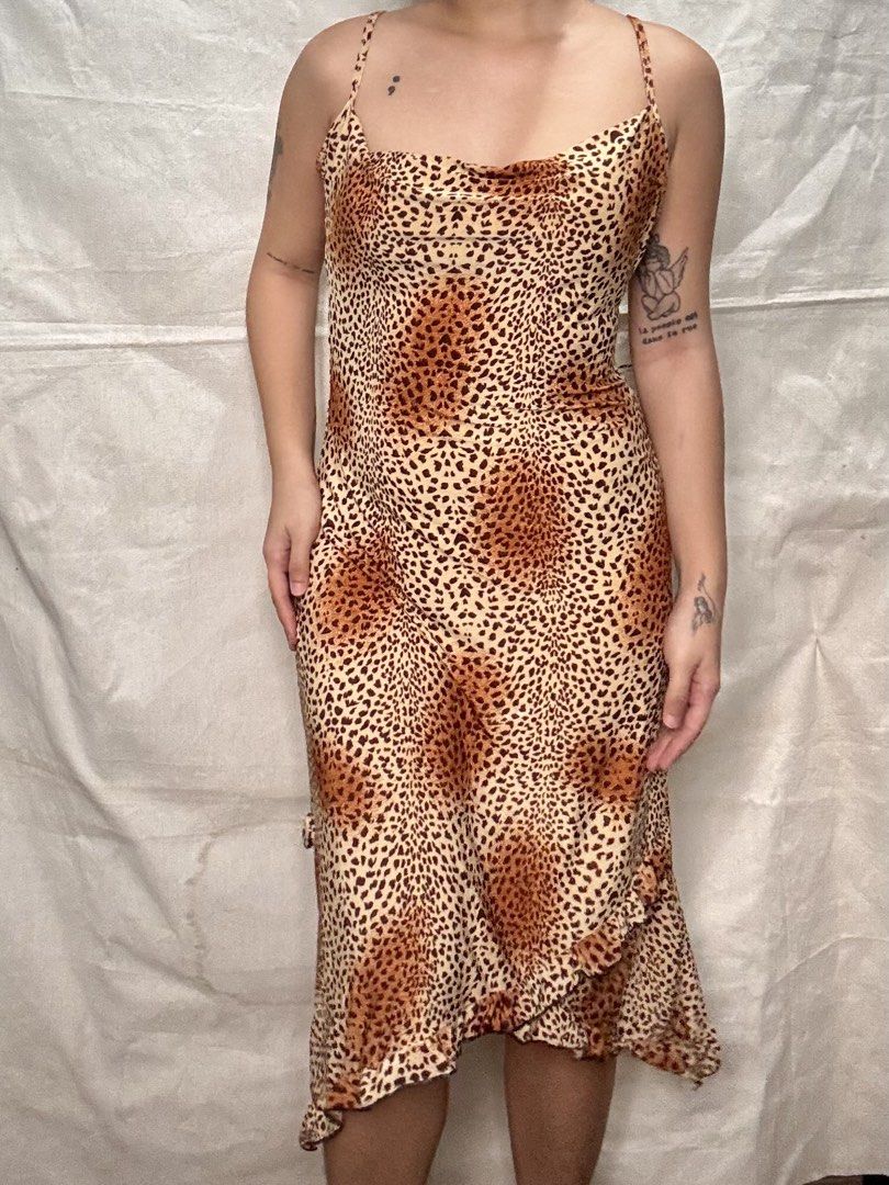 leopard print dress (Category: Dresses) located in Tarlac. Submitted by jyllpreluvd (Listing ID 1460274024, Image 1). Description: - Midi length - Cowl neckline - Thin spaghetti straps - Ruffled hem detail on one side.
