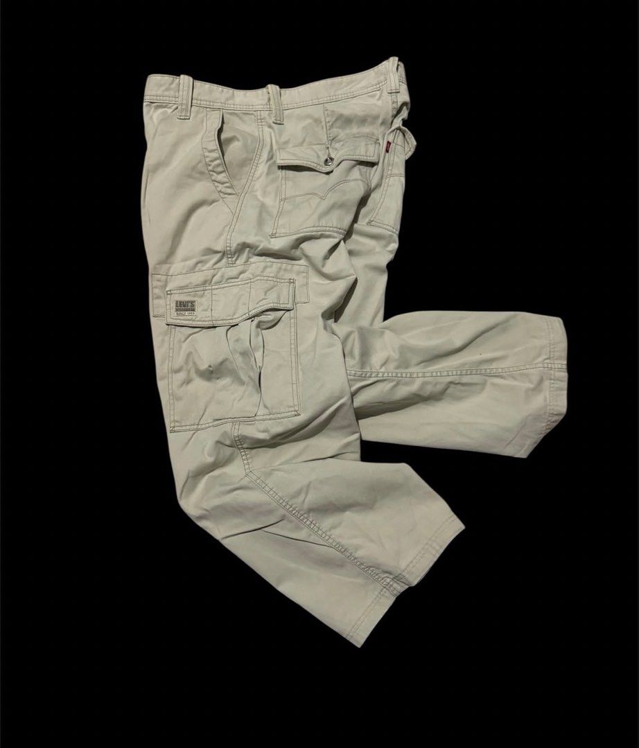 Levi’s Cargo pants workwear (Category: Jeans) located in Las Pinas. Submitted by thrftmnl. (Listing ID 1460245478, Image 1). Description: Levi’s cargo pants Cream Size: Med-Large Dimes Width: 34-36 Length: 40 Inseam: 27 Leg opening: 11 Issue/s: back pocket (removable) needs wash.