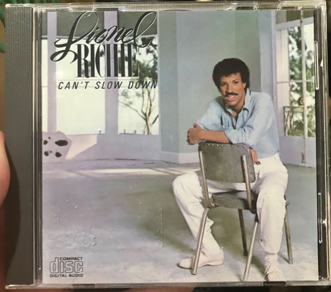 Lionel Richie Can't Slow Down CD (Category: CDs & DVDs) located in Makati City. Submitted by zek2zoe (Listing ID 1460273261, Image 1). Description: Selling from my personal/family collection. - CD/case in very good and working condition - Original, Pressed in the USA, year 1983 Reason for selling: - Declutter and make room for storage - Lionel Richie's 'Can't Slow Down' album on CD - Includes hit songs: 'All Night Long', '', and more - Original r