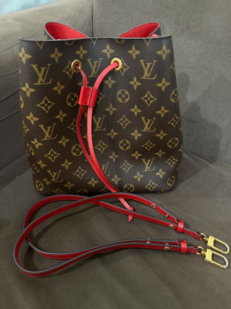 Louis Vuitton Monogram Canvas Red Bucket Bag (Category: Luxury Bags & Wallets) located in Manila. Submitted by ilvoelv (Listing ID 1460214573, Image 1). Description: - Classic Louis Vuitton Monogram Bucket Bag - Vibrant red interior - Secure drawstring closure - Detachable red leather strap with gold hardware - Ideal for everyday use or special occasions - Spacious enough for all your essentials.