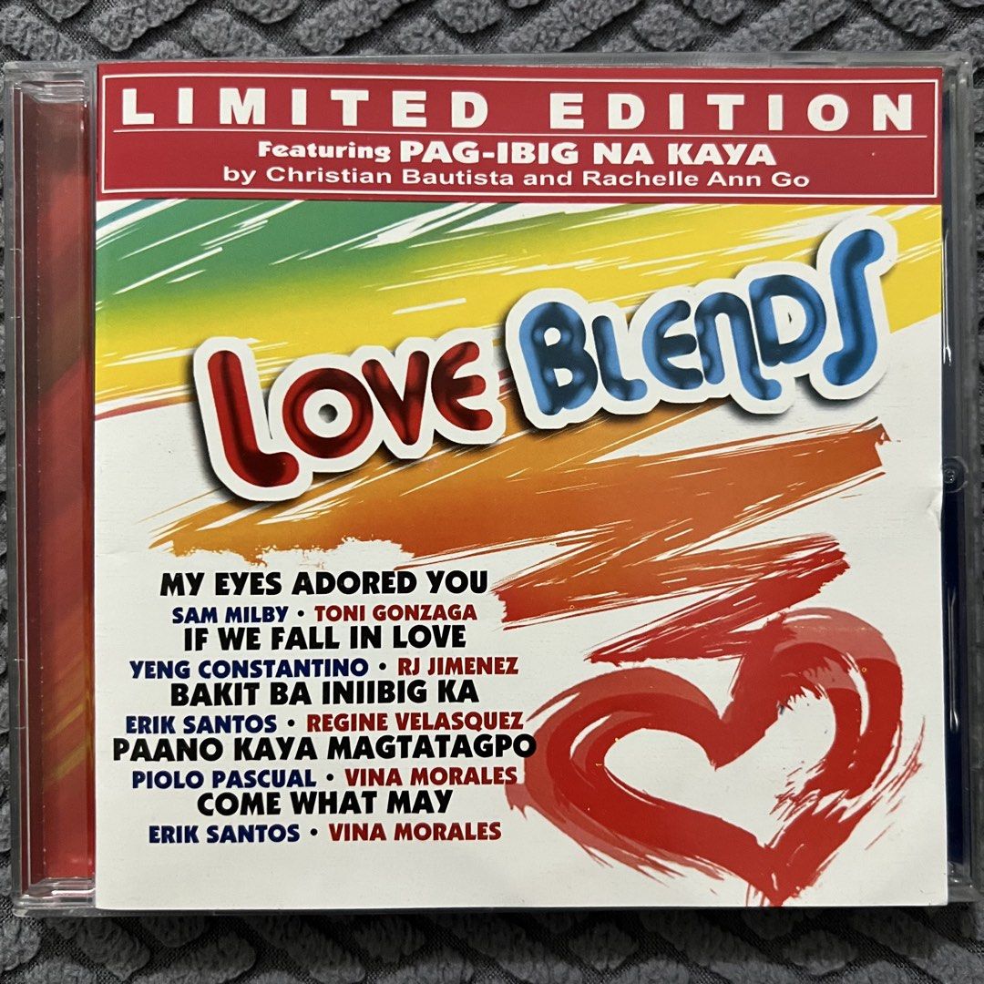 Love Blends (Limited Edition CD) (Category: CDs & DVDs) located in Caloocan City. Submitted by thelittlejewelcase (Listing ID 1460246271, Image 1). Description: featuring Regine Velasquez Erik Santos Yeng Constantino Toni Gonzaga Sheryn Regis Vina Morales Heart Evangelista Piolo Pascual and many more !.