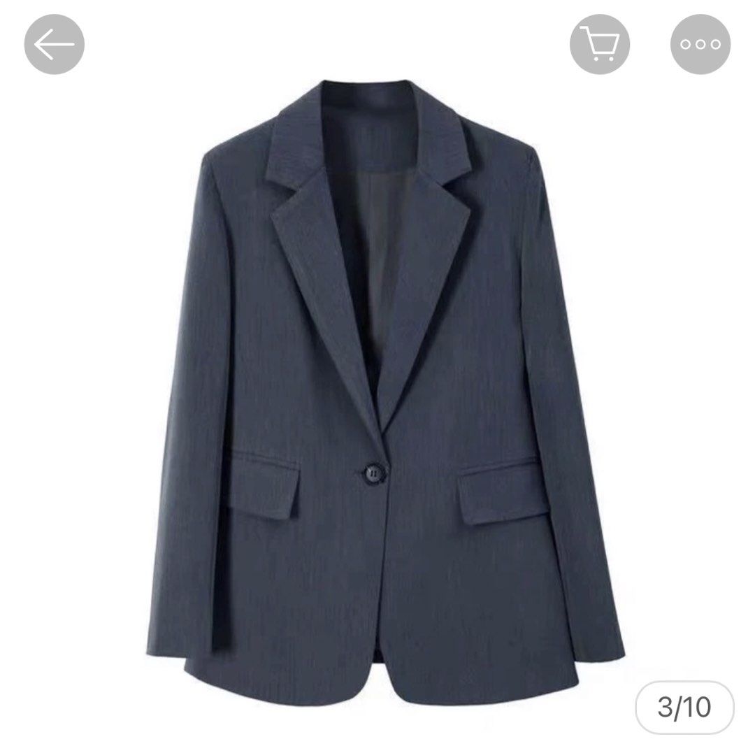Lovito Grey Single Button Blazer (Category: Coats, Jackets and Outerwear) located in Mandaluyong City. Submitted by chimbashey (Listing ID 1460108150, Image 1). Description: - Lovito Grey Oversized Blazer - Single button closure - Two front pockets - Fully lined - Versatile for work or casual outfits - Easy to style.