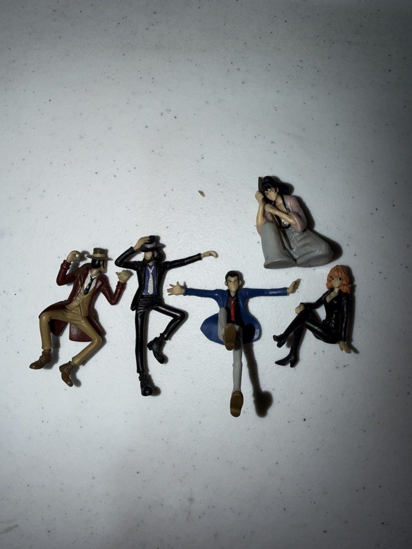 Lupin the Third Mini Figures (Hippers) Set (Category: Figurines & Statues) located in Malabon City. Submitted by antolen (Listing ID 1460138152, Image 2). Description: - Set of 5 Lupin the Third mini figures - Includes Lupin, Jigen, Goemon, Fujiko, and Zenigata -Hippers yung iba -linisin lang (No paint chips).
