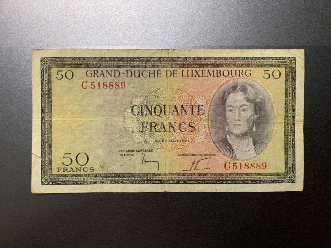 Luxembourg 50 Francs Banknote 1961 (Category: Currency) located in Indang. Submitted by vykolektor (Listing ID 1460197062, Image 1). Description: Luxembourg 50 francs Condition in photos.