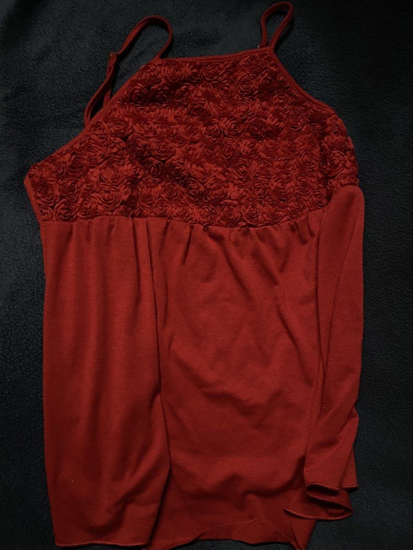 Maldita red rosette camisole top (Category: Sleeveless) located in Manila. Submitted by meekirb (Listing ID 1460156383, Image 2). Description: .
