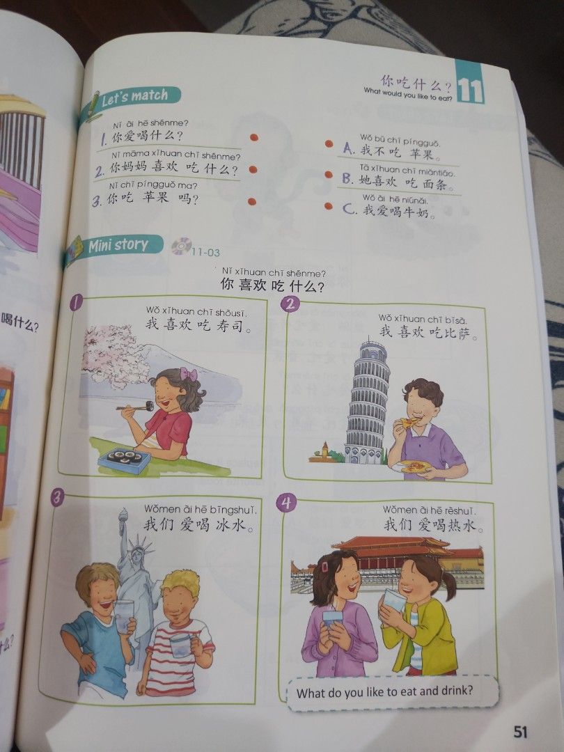 Mandarin Chinese Learning Books for Kids - Fun & Engaging (Category: Children's Books) located in Makati City. Submitted by bargain_hunt (Listing ID 1460129095, Image 2). Description: unused. reselling bec we bought the wrong book - Set of Mandarin Chinese learning books for children. - Covers topics: animals, food, days of the week. - Features colorful illustrations and simple sentences. - Ideal for beginners and young learners. - Pages are clea
