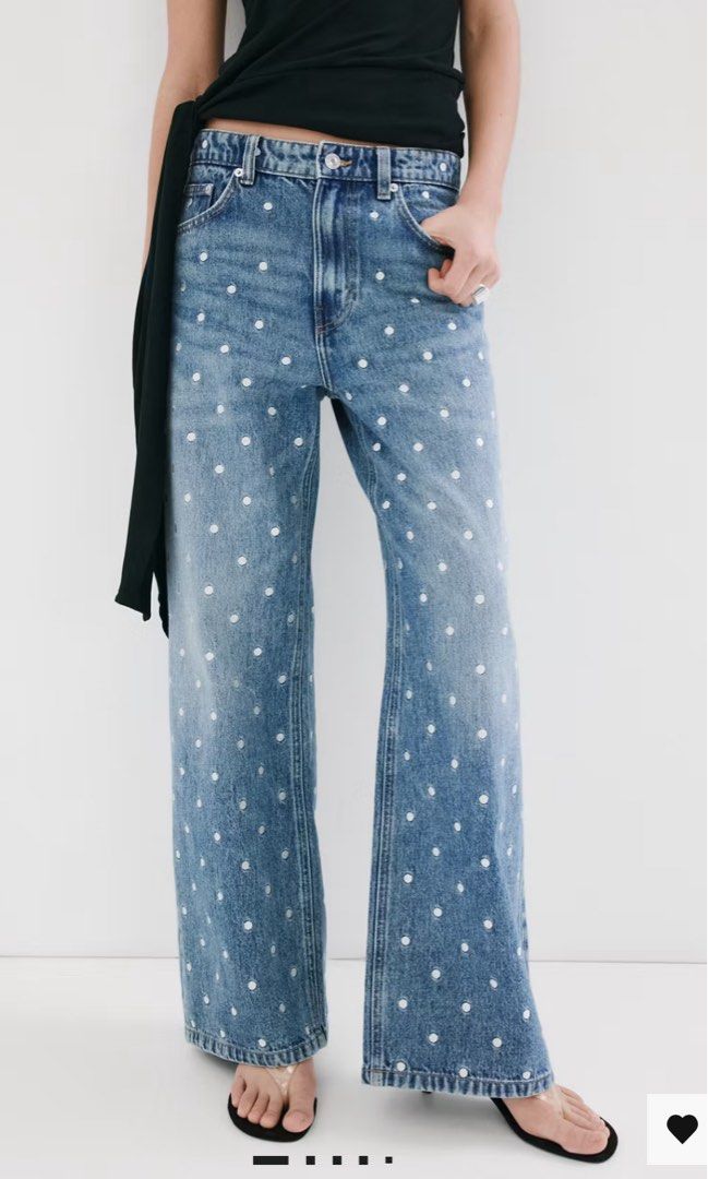 Mango polka dot jeans (Category: Announcements) located in Las Pinas. Submitted by silvader (Listing ID 1460218098, Image 2). Description: Brand new no tags Authentic store bought Eu36 Waist 30in Length 40in Retails 4,295 The dots are embroidered .