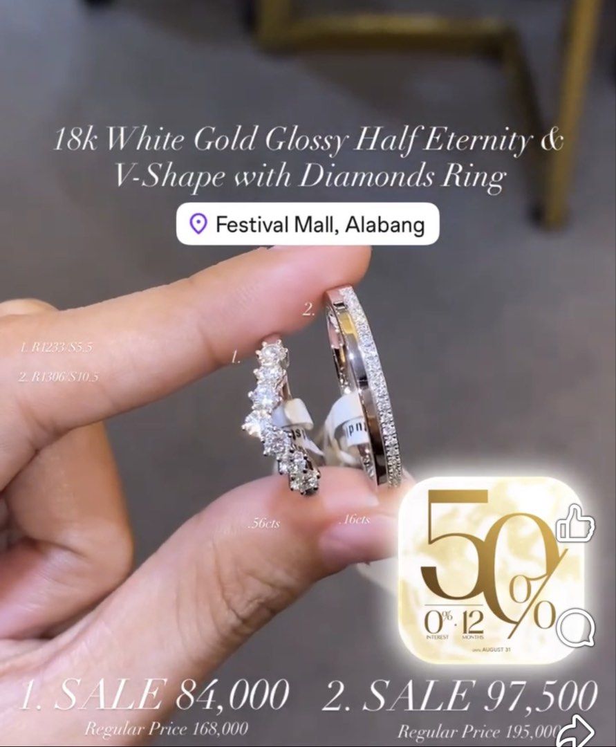 Manila Diamond Studio - Wedding ring s6.5 (Category: Rings) located in Manila. Submitted by christine2797 (Listing ID 1460132237, Image 3). Description: Selling this wedding ring for a much lesser price (current price is 84k at MDS) Never used. With papers, receipt, and certificate from Manila Diamond Studio. Can be resized sa store mismo. We can also transact at the store directly. Size 6.5. Rfs: change of ring preference.