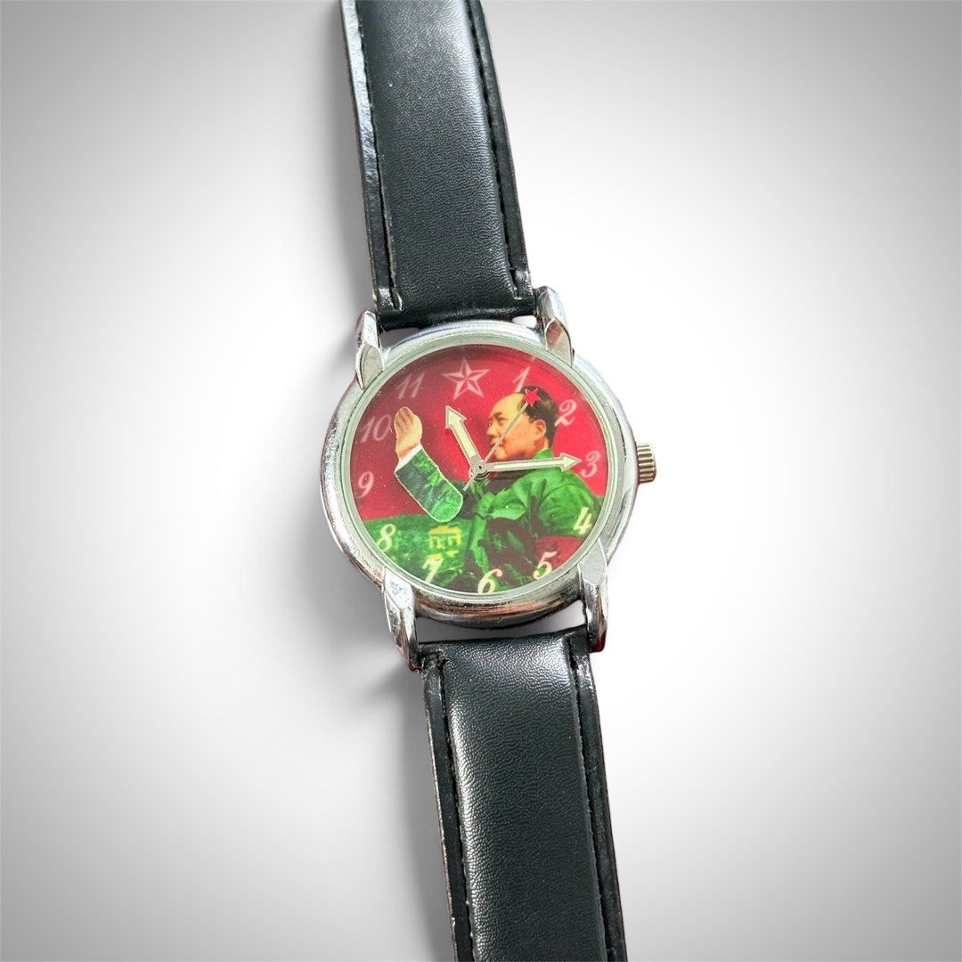 Mao Zedong Hand-Waving Watch (Category: Men's Watches) located in Quezon City. Submitted by desirepaths9 (Listing ID 1460297600, Image 1). Description: Mao Zedong hand waving watch, featuring a small portrait of Mao with a moving arm that waves when activated..
