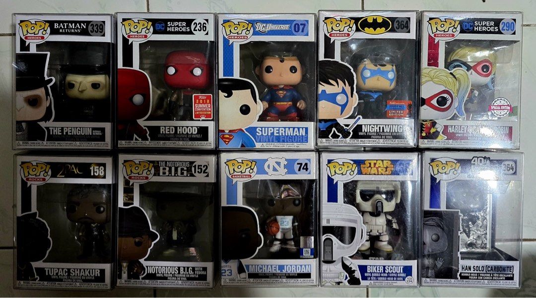 Marvel, DC, Star Wars, NBA Funko Pop! Figures Collection (Category: Figurines & Statues) located in Makati City. Submitted by joaquin824 (Listing ID 1460135339, Image 2). Description: All brand new never opened. Shipping fee shouldered by buyer - Take all for ₱19,000.00 (negotiable) - Can do solo (pm for prices) - Ideal for any Funko Pop! collector. - Assorted Funko Pop! figures for sale. - Featuring popular characters from Marvel (Daredevil, Kin