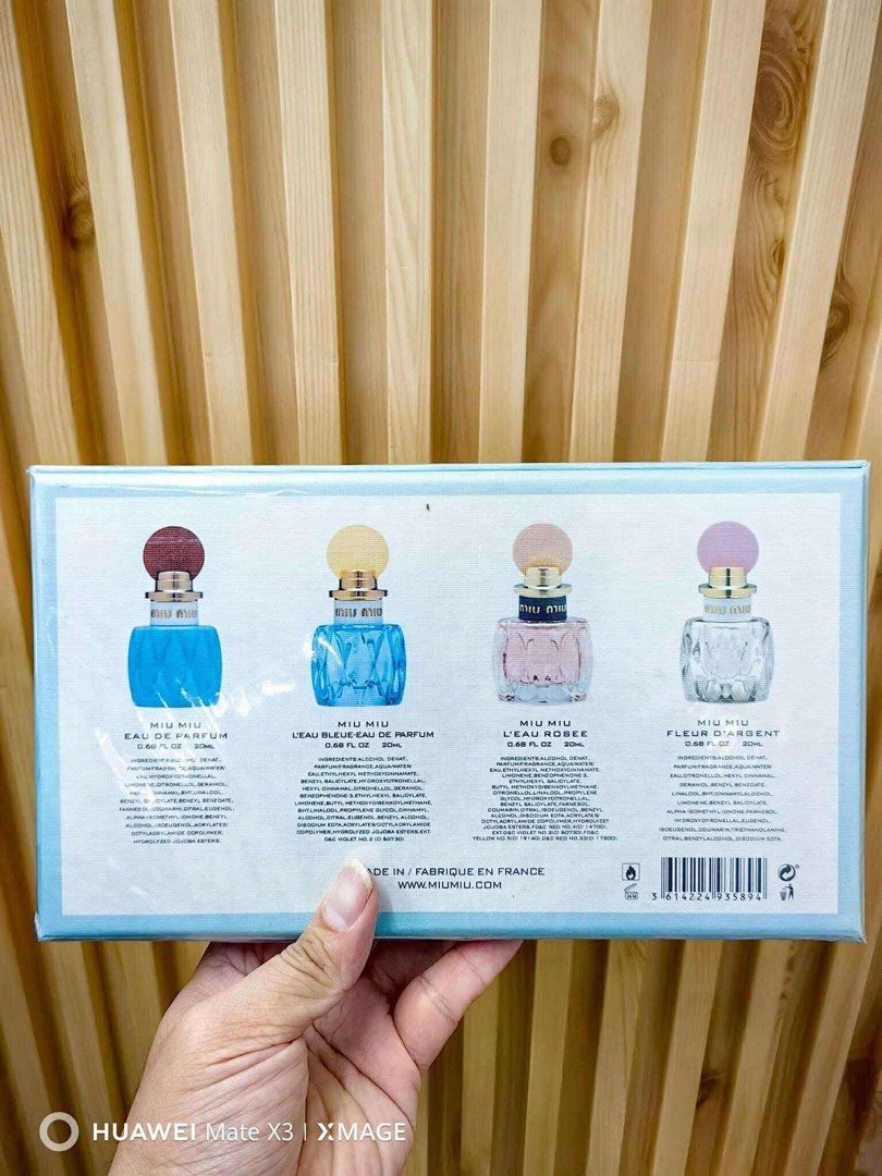 MIU MIU 4x20ML GIFT SET (Category: Fragrance & Deodorants) located in Quezon City. Submitted by embere_shop (Listing ID 1460111712, Image 1). Description: 📌 Perfect for yourself or as a gift! ✨ Whether you’re treating yourself or looking for a gift for birthdays and any special occasion, this is a great choice. 💗 The scent is very close to 0G and long-lasting, perfect if you want something that smells premium without going over budget. 💐 📌 Pl