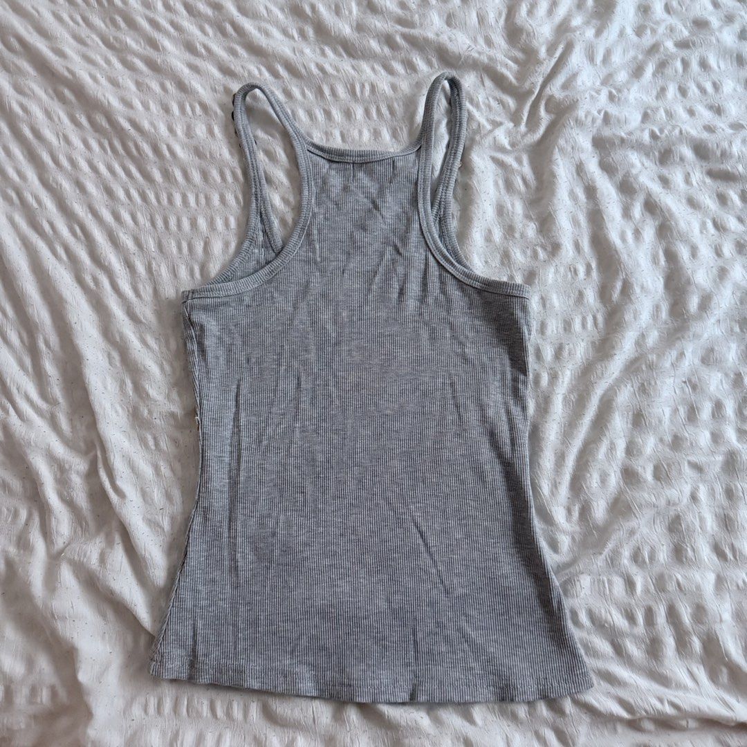 Miu the Label Button Tank in Grey (Category: Sleeveless) located in Mandaluyong City. Submitted by shesellsseashells_bear (Listing ID 1460190921, Image 3). Description: 2 missing buttons Got this for 1,350.