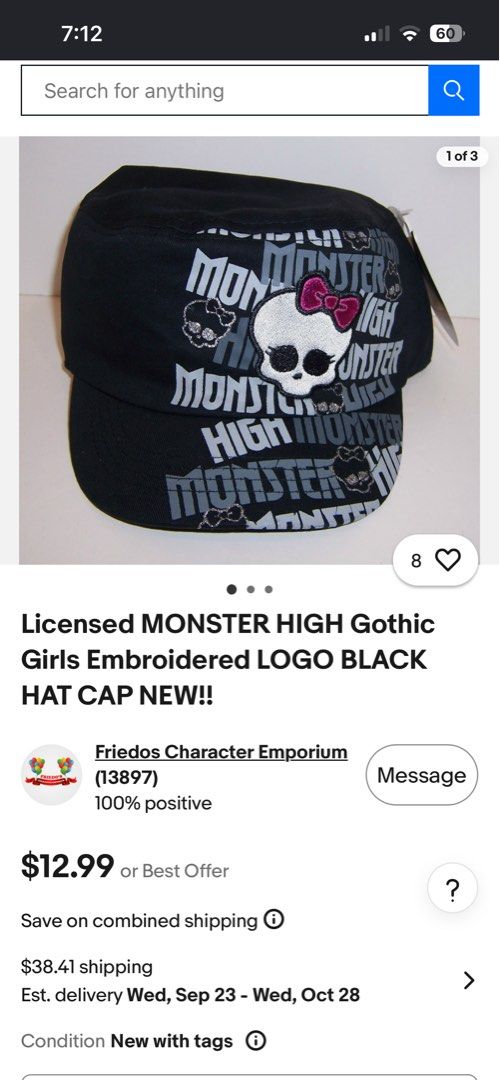 Monster High Cap (Category: Hats & Beanies) located in Manila. Submitted by gentlewater-e612 (Listing ID 1460238397, Image 1). Description: .