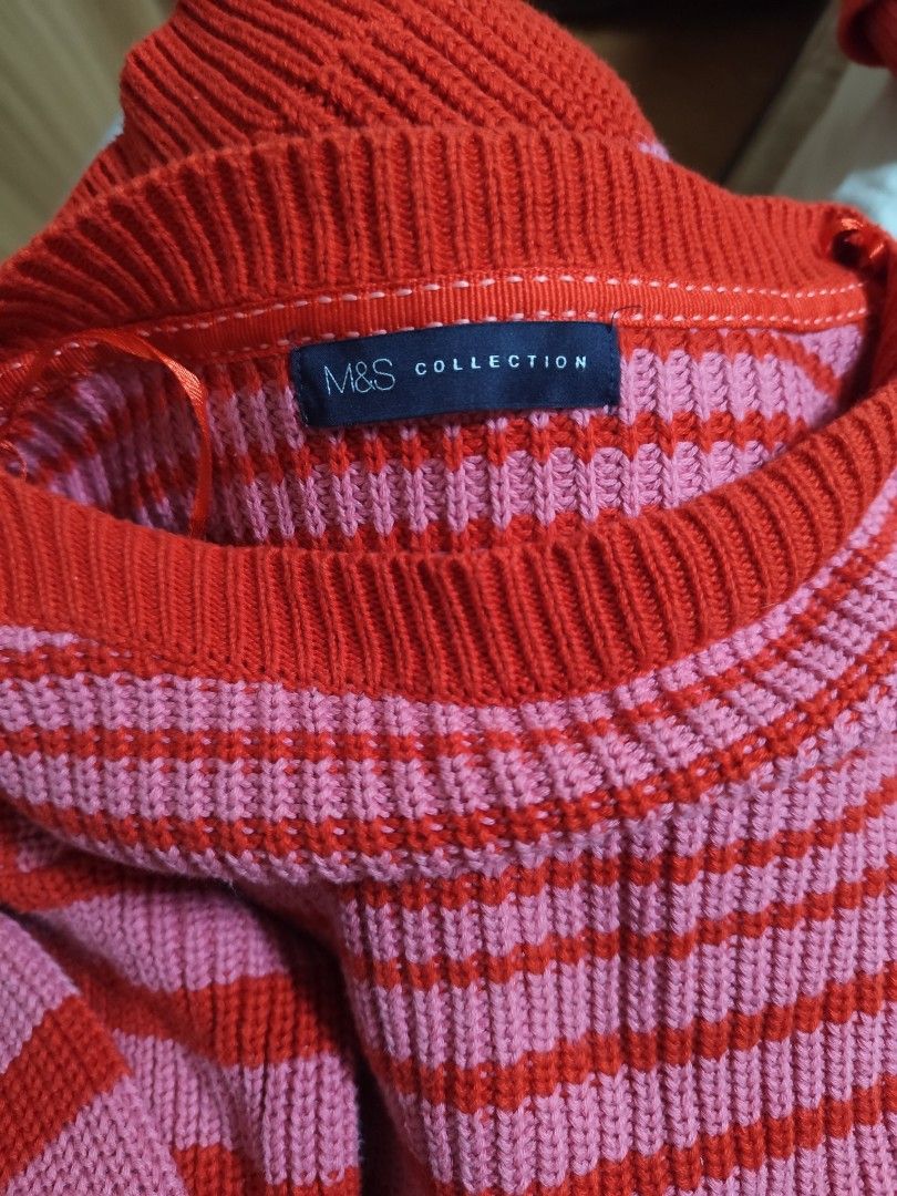 M&S Collection Striped Knit Sweater (Category: Longsleeves) located in Quezon City. Submitted by yyyahhhhhh (Listing ID 1460236703, Image 3). Description: - M&S Collection knit sweater - Red and pink stripe pattern - Long sleeves - Relaxed fit - Boat neckline - Cozy knit material - M-L.