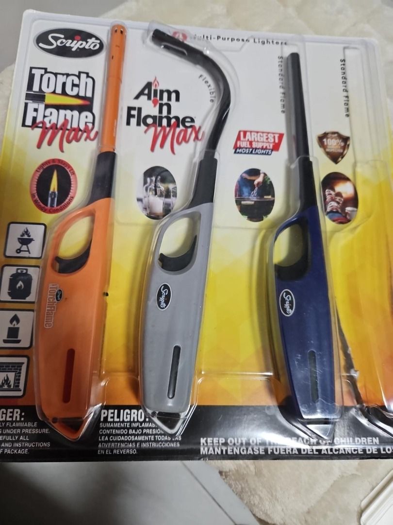 Multi Purpose lighters (Category: Home Improvement Tools & Accessories) located in Tanza. Submitted by mama_1996sagi (Listing ID 1460129706, Image 3). Description: Scripto brand torch foame max 3 pcs.