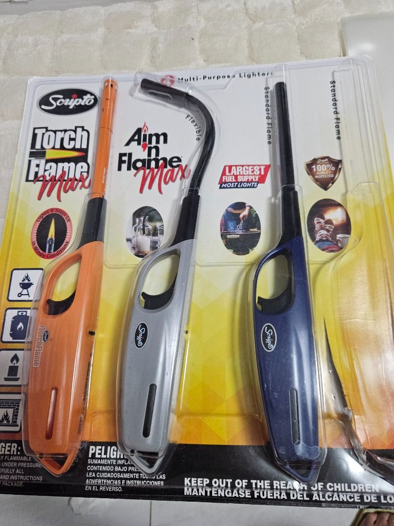 Multi Purpose lighters (Category: Home Improvement Tools & Accessories) located in Tanza. Submitted by mama_1996sagi (Listing ID 1460129706, Image 1). Description: Scripto brand torch foame max 3 pcs.