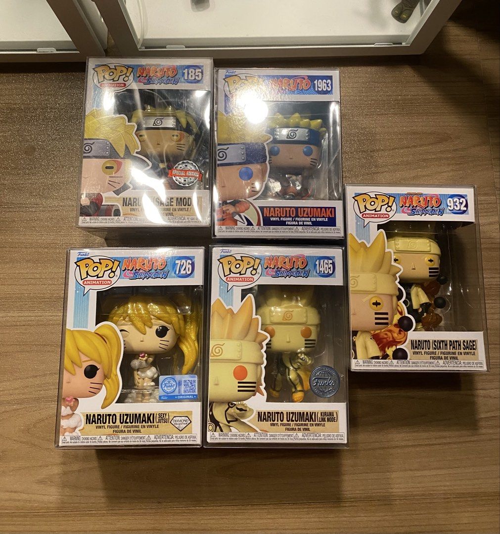 Naruto set for 2,500 (Category: Figurines & Statues) located in Antipolo. Submitted by jae_1 (Listing ID 1460151822, Image 1). Description: - Complete your Naruto Shippuden Funko Pop! collection! - Figures included: Sage Mode Naruto (185), Naruto Uzumaki (1963), Naruto Uzumaki (Sexy Jutsu) (726), Naruto Uzumaki (Kurama Link Mode) (1465), and Naruto (Sixth Path Sage) (932). - All figures are brand new and come in their original, unopened boxes. - 