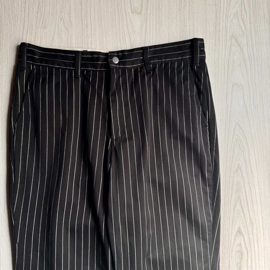 Needlework pinstripe trouser (Category: Trousers) located in Zamboanga. Submitted by rustic.rev (Listing ID 1460139067, Image 2). Description: Needlework pinstripe trouser Like new condition, Made in Japan, no flaws. Tagged: 32” fits 34” Measurements: Waist: 17” Front rise: 12” Thigh: 13” Leg opening: 8.5” Inseam: 26” Outseam: 37.5” ₱2,490 + sf.