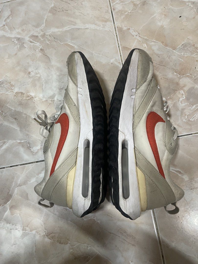 Nike Air Max Dawn (Category: Sneakers) located in Manila. Submitted by talas.pieces (Listing ID 1460197926, Image 3). Description: Nike Air Max Dawn FOR SALE PRICE: ₱1,299 Condition: Pre-loved shoes Size: US 9 Color way: White/Light Bone/Black/ Picante Red SRP/Bought before: ₱5,895 Mode of Payment: BPI/GCASH/Maribank Delivery: J&T or Lalamove.