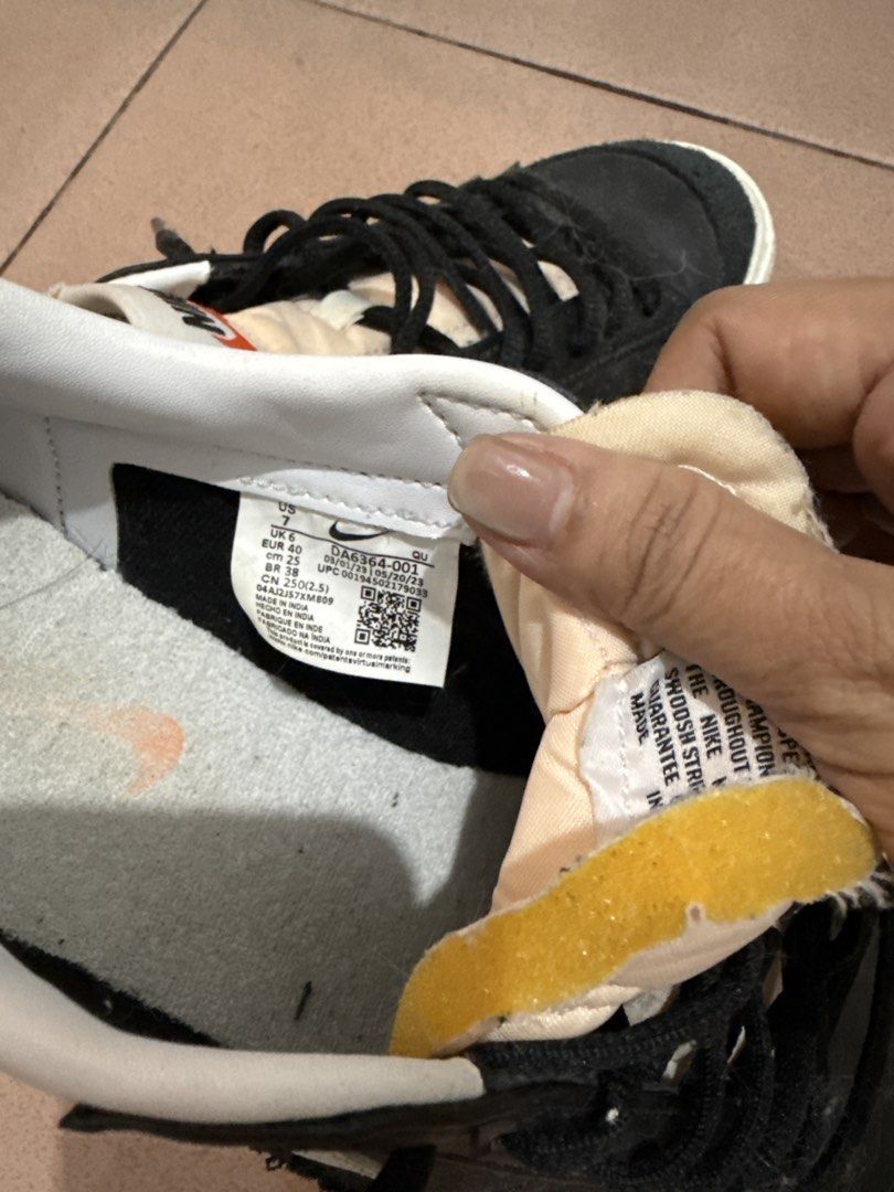 Nike Blazer Low '77 Vintage Black White (Category: Sneakers) located in Makati City. Submitted by malcolmkenji (Listing ID 1460215766, Image 3). Description: - Nike Blazer Low '77 Vintage sneakers - Color: Black suede with white accents - Size: US 6 - Condition: Shows some signs of wear on soles and inside - Laces: Black - Ideal for: Casual wear.