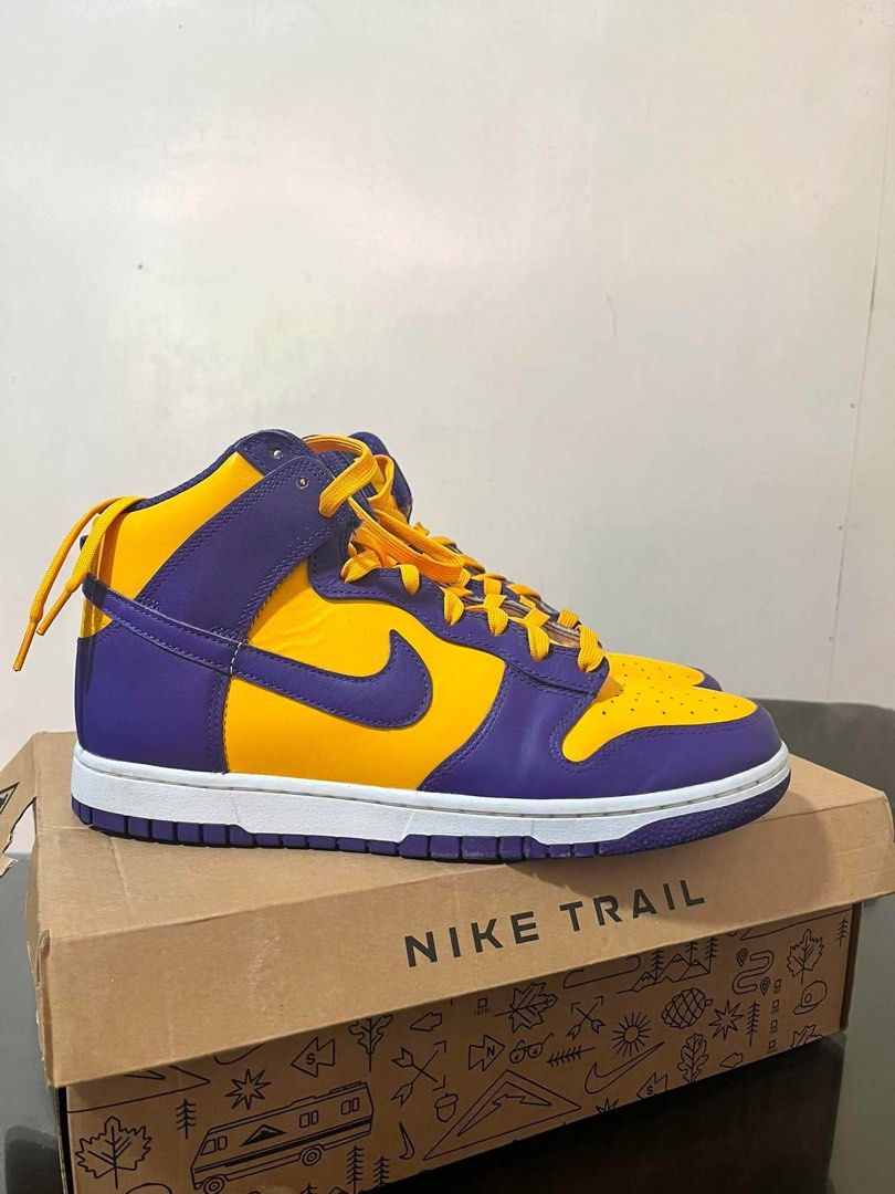 Nike Dunk High "Trail" Purple Yellow (Category: Sneakers) located in Pasig City. Submitted by alon02 (Listing ID 1460162573, Image 2). Description: - Nike Dunk High Trail Edition - Colorway: Purple and - Classic high-top silhouette - Ideal for collectors and sneaker enthusiasts.