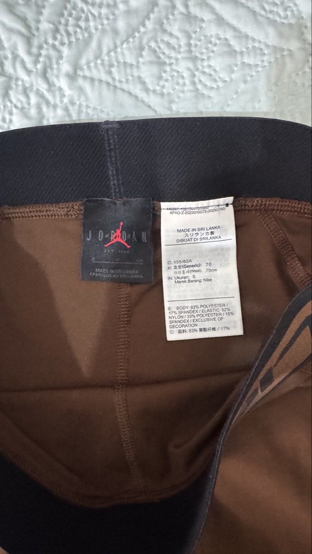 Nike Jordan Pro Compression Shorts Brown (Category: Activewear) located in Mandaluyong City. Submitted by cosy.bz (Listing ID 1460128830, Image 2). Description: - Brand: Brown Jordan - Type: Compression Shorts - Size: S - Origin: Made in Sri Lanka - Features: Elastic waistband with Jordan branding, small Jordan logo on leg - Material: Stretchy fabric for comfort and movement - Usage: Ideal for workouts or layering.