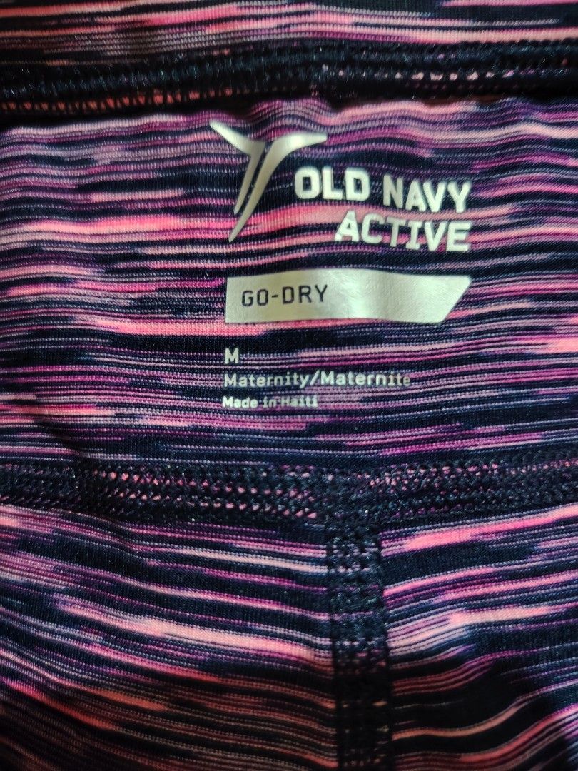 Old Navy Active Go-Dry Maternity Leggings Size M (Category: Activewear) located in Cavite. Submitted by kys777 (Listing ID 1460281705, Image 3). Description: - Old Navy Active maternity leggings - Go-Dry fabric for moisture-wicking - Stylish space dye pattern (purple & pink) - Fitted crop style - Ideal for workouts and everyday comfort - Made in Haiti.