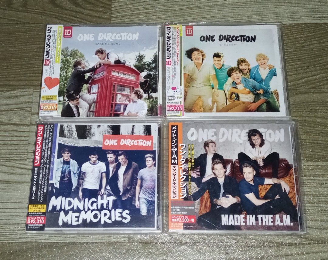 ONE DIRECTION CD JAPAN (Category: CDs & DVDs) located in Talavera. Submitted by thalifan46 (Listing ID 1432794079, Image 1). Description: ONE DIRECTION CD JAPAN • TAKE ME HOME - P700 • UP ALL NIGHT - P700 • MIDNIGHT MEMORIES - P650 • MADE IN THE AM - P700.