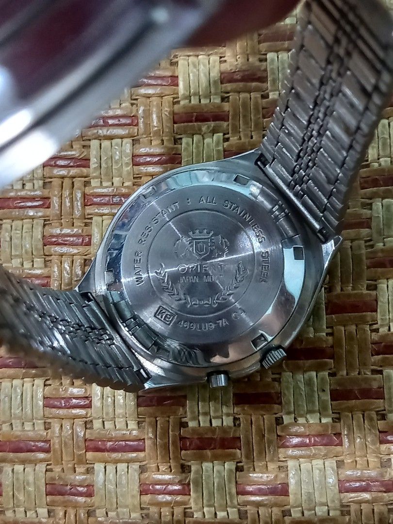 Orient Automatic Watch Stainless Steel Water Resistant (Category: Men's Watches) located in Subic. Submitted by regiegabriel29 (Listing ID 1460170239, Image 2). Description: - Vintage Orient Automatic Watch - Stainless Steel Case and Bracelet - Water Resistant - Day and Date Function - Runs well - Ideal for collectors or daily wear.