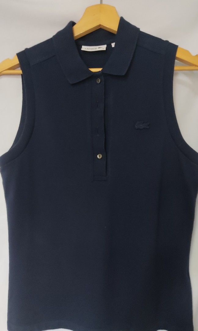 Original Lacoste sleeveless shirt (Category: Sleeveless) located in Manila. Submitted by thrifttrip (Listing ID 1460150963, Image 1). Description: Guaranteed original sleeveless Lacoste shirt. Preloved slim fit size 38. Worn only a couple of times Rider pick-up only. item location Bambang Pasig.