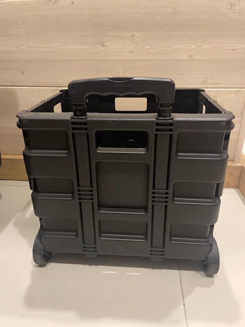 Pack & Roll Folding Cart with Wheels (Category: Home Improvement Tools & Accessories) located in Mandaue City. Submitted by piacatrina08 (Listing ID 1460197465, Image 2). Description: FOR CEBU BUYERS ONLY - Used only a few times because this is an extra cart - Sturdy black folding cart with wheels - Ideal for groceries or moving items - Extendable handle for easy pulling - Folds flat for convenient storage .