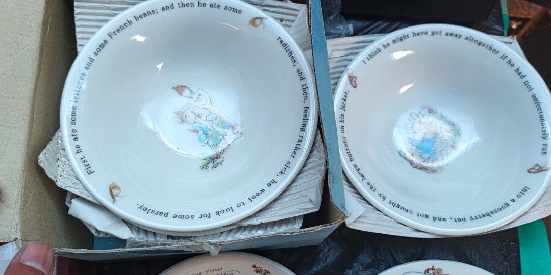 Peter Rabbit bundle (Category: Dinnerware & Cutlery) located in Polomolok. Submitted by dkljapansurplus (Listing ID 1460139287, Image 3). Description: Peter Rabbit bundle mula japan Wedgewood plate and bowl, 2pcs Peter Rabbit salad bowl, 5pcs Peter Rabbit Spoon & Spoon Case Peter Rabbit Mug Queen's 2007, 1pc Freeshipping.