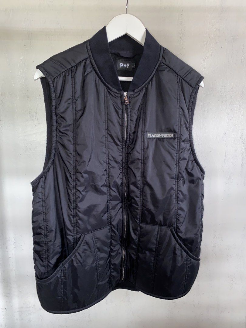 Places + Faces - Black Puffer Vest (Category: Vests) located in Puerto Princesa. Submitted by something___. (Listing ID 1460204298, Image 2). Description: Places + Faces - Black Puffer Vest Tagged Size: Large (Dimension) Length: 27.2 Width: 22 Condition: Excellent Color rate: 9.9 Flaws: None.