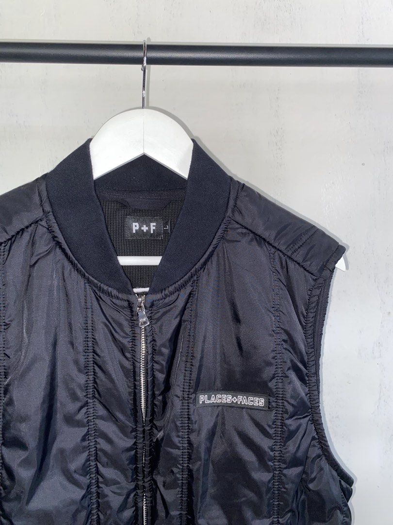 Places + Faces - Black Puffer Vest (Category: Vests) located in Puerto Princesa. Submitted by something___. (Listing ID 1460204298, Image 3). Description: Places + Faces - Black Puffer Vest Tagged Size: Large (Dimension) Length: 27.2 Width: 22 Condition: Excellent Color rate: 9.9 Flaws: None.