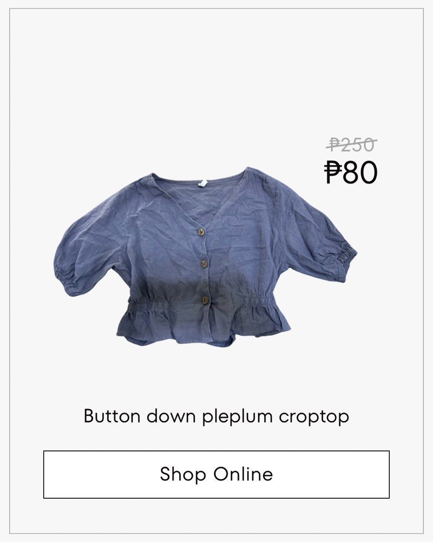 Pleplum croptop blouse (Category: Blouses) located in Manila. Submitted by ella_shop777 (Listing ID 1460210400, Image 1). Description: .