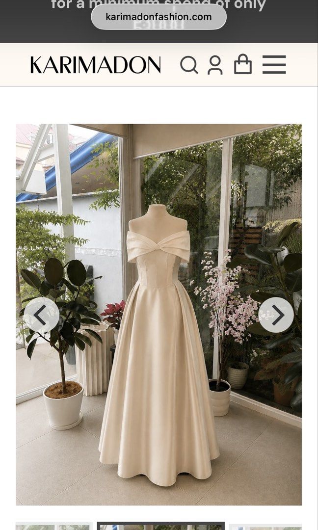 Karimadon Beige & White Gown (Category: Evening dresses & gowns) located in Trece Martires City. Submitted by decluttercloset_niks (Listing ID 1460280905, Image 1). Description: •used once on my graduation •garment bag included • altered the dress to ankle length (i'm 4'11") • XL on tag but fits up to 38inch waist • has pockets on both sides!! 📍 Trece Martires, Cavite 💸 MOP: GCash / Metrobank 🛵 MOD: Lalamove • Pay first — buyer shoulders the d