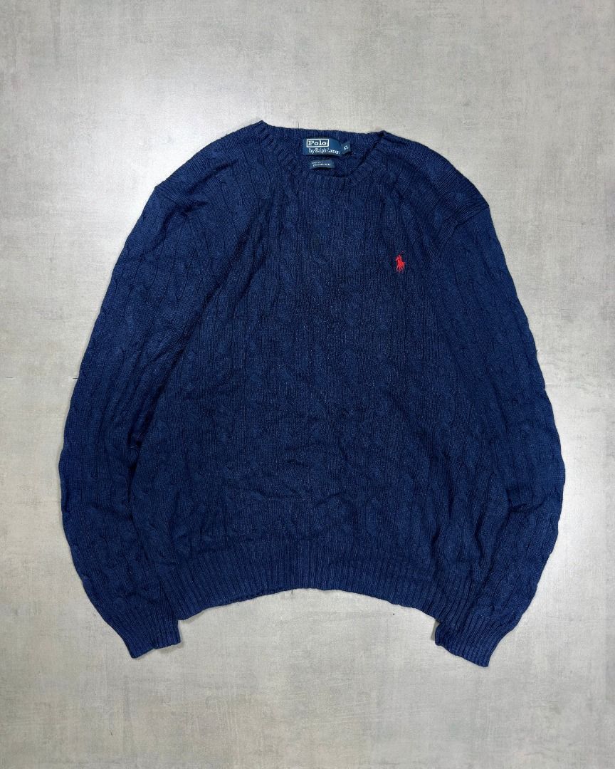 Polo Ralph Lauren - Cable Knit Sweater Navy (Category: Hoodies) located in Subic. Submitted by concretefloor (Listing ID 1460196480, Image 1). Description: Polo Ralph Lauren - Cable Knit Sweater Navy Size XL 25 inches width 29 inches length Excellent condition No flaws 9/10 condition Shipping fee not included Negotiable ; do not hesitate to make offer! .