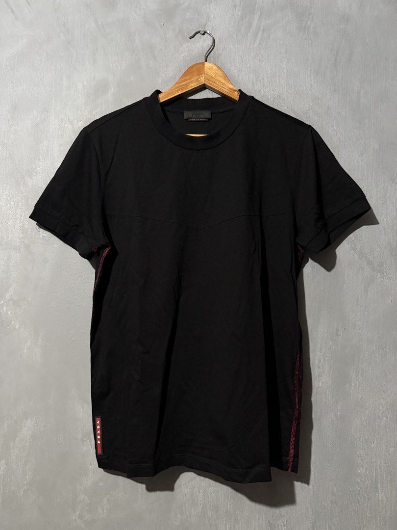 Prada red tab shirt (Category: Shirts) located in Dagupan City. Submitted by lwkythrft (Listing ID 1460157274, Image 1). Description: Prada red tab shirt Size medium Legit 💯 Good as new 2,000 only .