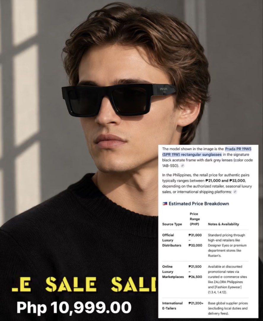 Prada Sunglasses PR 19WS (Category: Sunglasses & Eyewear) located in Cavite. Submitted by theluxurybyaalheebotique (Listing ID 1460278135, Image 1). Description: DUBAI MALL 100% Authentic ‼️Sign of usage: see actual picture 👀Look closely to the image and make sure you are confirmed with the issue before minning. No return & No Refund Policy. Let’s not waste our TIME HERE. 🎞️All item shoot in uncleaned condition. Some dirt or dust will removed o