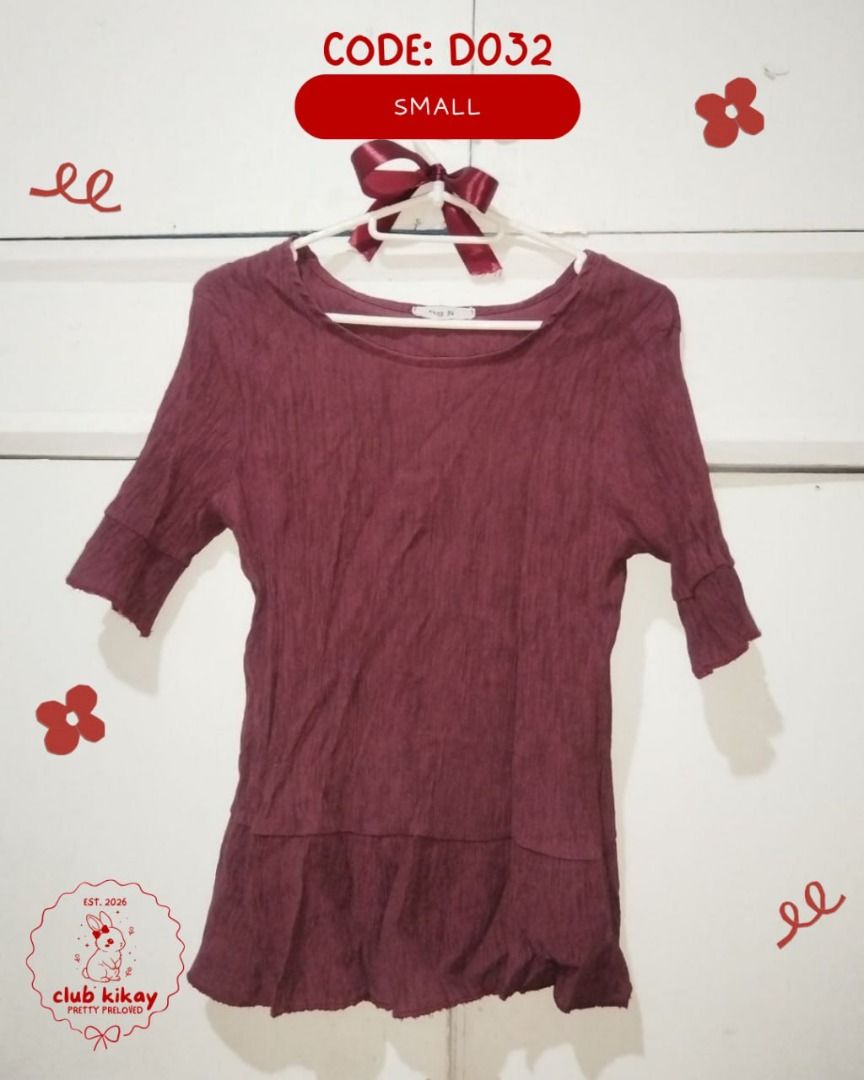 PRELOVED COATS/ROMPER (Category: Coats, Jackets and Outerwear) located in San Fernando. Submitted by clubkikay (Listing ID 1460196160, Image 3). Description: 🚨 ₱50 KIKAY SALE 🚨 YES GIRL, ₱50 LANG 😭🎀 cute blouse + tiny price = take her home 🛍️💗 ₱50 only!!! ♡ preloved ♡ may have minimal flaws/signs of wear ♡ limited piece ♡ first come, first served Please manage your expectations! These pieces may have minor imperfections from previous use. A