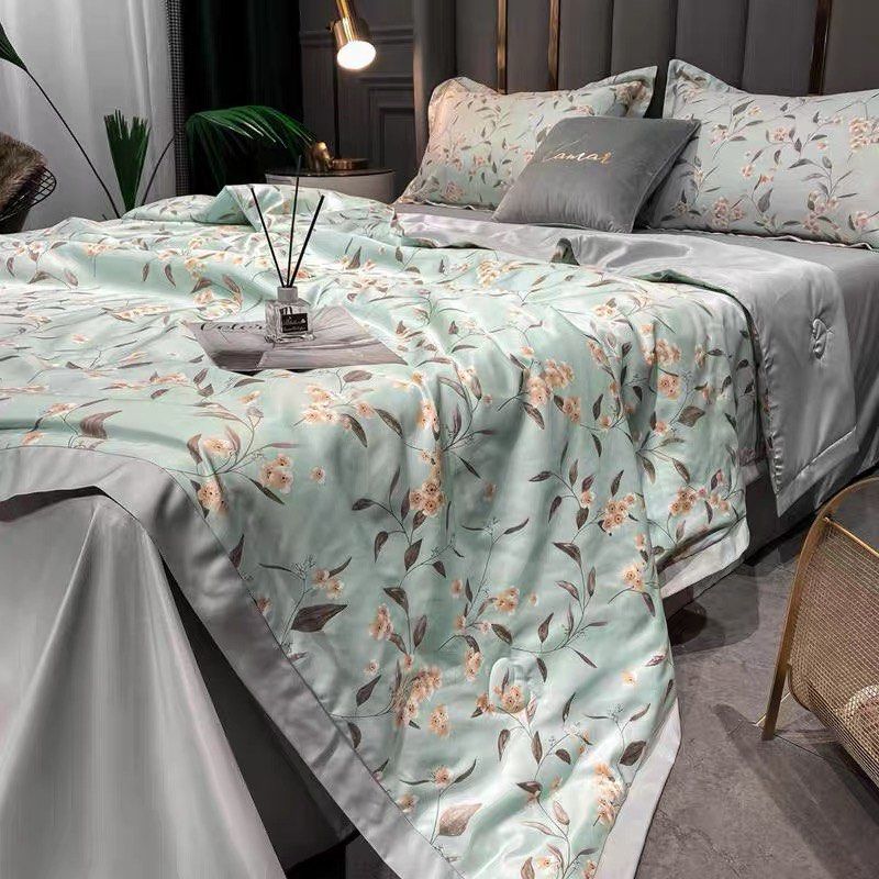premium blanket set 4 in 1 (Category: Bedding & Towels) located in Manila. Submitted by swift.outletsale (Listing ID 1460141847, Image 1). Description: Flash Sale: Premium 100-Count Lenzing Tencel Summer Quilt 4-Piece Set – Grab Yours Now! Machine-washable, cooling-effect summer quilt 4-piece set – Special flash sale price Summer Quilt: 200×230 cm Bed Sheet: 245×250 cm Pillowcases: 48×74 cm [Sparkle] A diamond-patterned summer quilt set that exud