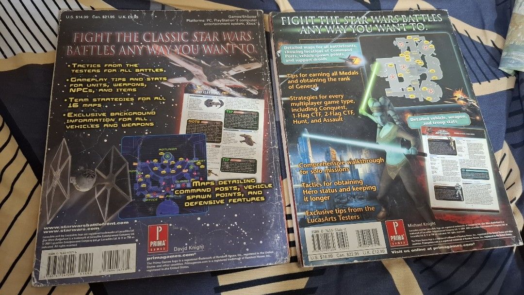 Prima Star Wars Battlefront 1 & 2 bundle guidebooks (Category: Nintendo) located in San Juan City. Submitted by ricsgaragesale (Listing ID 1460162705, Image 2). Description: Prima Official guidebook Starwars: Battlefront 1 & 2 bundle Price: 1,500 PHP for both - Authentic. - Used. - Bad condition yung labas ng BF 1 and fair condition ang labas ng BF2. Yung loob both are fair condition. - Kumpleto ang mga pages at walang punit. - I can send a video