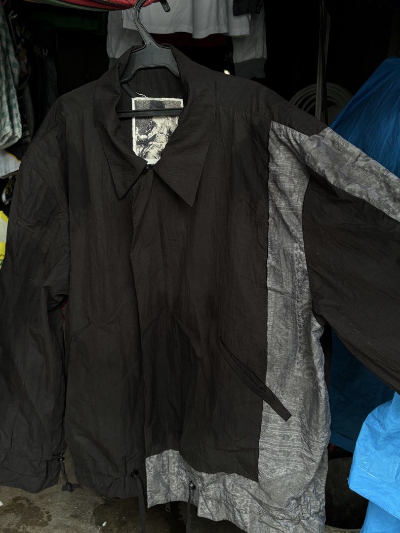 Professor E. 20SS Coach Jacket Size 50 (Category: Coats, Jackets and Outerwear) located in Manila. Submitted by draeyie (Listing ID 1460082729, Image 1). Description: NEGOTIABLE!! brand: professor.e (taiwan) season/code: spring/summer 2020 (20ss-pe-jkt-05) size: 50 (fits L to relaxed M) color: black / charcoal gray accent material: 60% cotton, 40% nylon blend (durable tech-fabric feel) condition: good condition / pre-loved description: authentic 